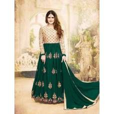 Zareen Kahn Beige and Green Royal Anarkali Wedding Wear Gown