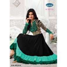 Black Green Flared Party Dress Anarkali Suit 