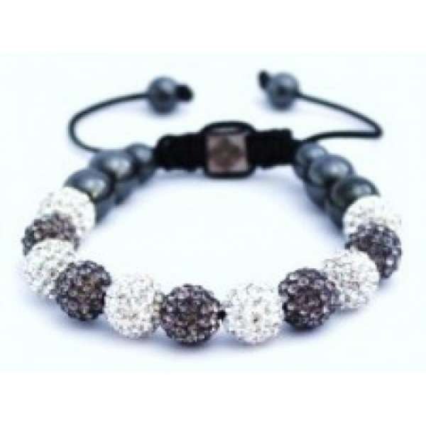 GREY AND SILVER WHITE UNISEX CRYSTAL BALL BRACELET