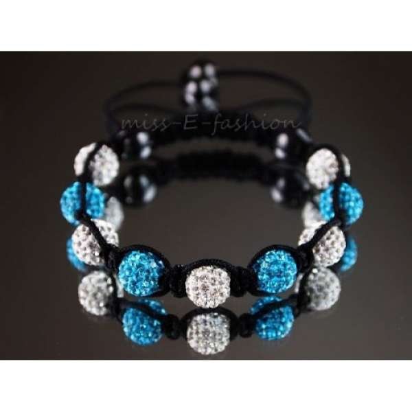 LIGHT BLUE AND WHITE CRYSTAL BALL BRACELET