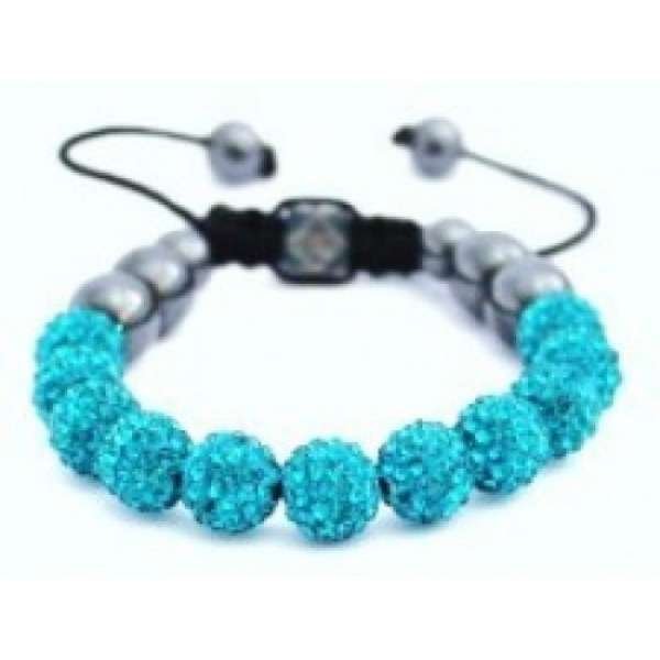 NEW AQUA CRYSTAL BALL BRACELET