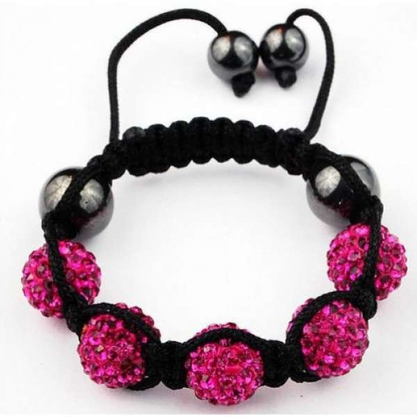DARK PINK CHILDREN CRYSTAL BALL BRACELET