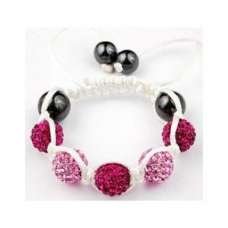 FUSCHIA AND PINK FULL CRYSTAL BALL CHILDREN/BABIES/KIDS BRACELET