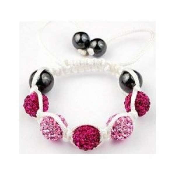 FUSCHIA AND PINK FULL CRYSTAL BALL CHILDREN/BABIES/KIDS BRACELET