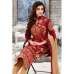 Red & Gold Embroidered Velvet Straight Suit