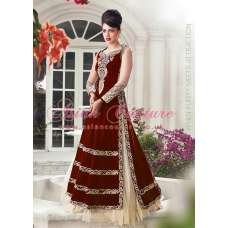 ZE10004 FIRED BRICK ZOYA EMPRESS VELVET DRESS (REPLICA)