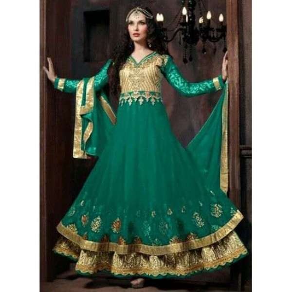 Green Floor Length Indian Wedding Anarkali Suit