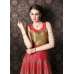 Red Gold Long Silk Dress Anarkali Suit Party Wear