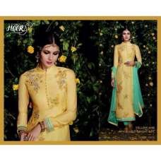 5302 Yellow And Sky Blue Straight Heer Designer Suit 5302 Yellow And Sky Blue Straight Heer Designer Suit