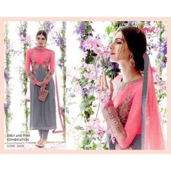 5309 Lilac Gray And Pink Heer Designer Suit 