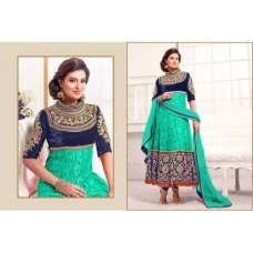 Blue and Ferozi WEDDING WEAR HEAVY EMBROIDERED ANARKALI Blue and Ferozi WEDDING WEAR HEAVY EMBROIDERED ANARKALI