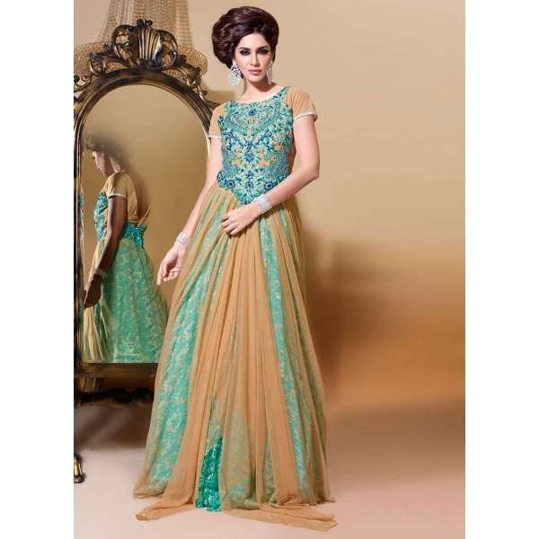 Gold LUSTROUS FLOOR LENGTH ANARKALI DRESS