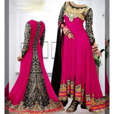 Pink and Black Georgette Floor Length Anarkali Dress Pink and Black Georgette Floor Length Anarkali Dress