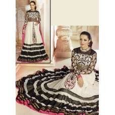 White & Black Flared Style Designer Anarkali Dress