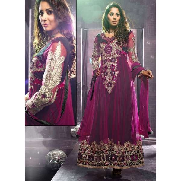 Purple Superb Sara Embroidered Georgette & Net Anarkali Suit