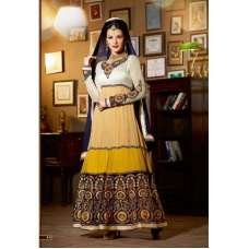 White and Yellow Jacqueline Fernandez KICK Anarakali Dress