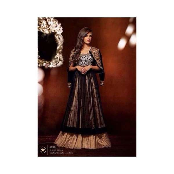 Black  Priyanka Chopra HEROINE Designer Semi Stitched Dress