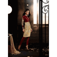 Z5033G Maroon and Gold HEROINE Straight Cut Designer Dress