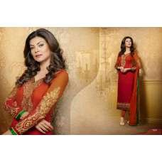 Pink with Brown Sushmita Sen Pure Georgette Straight Suit