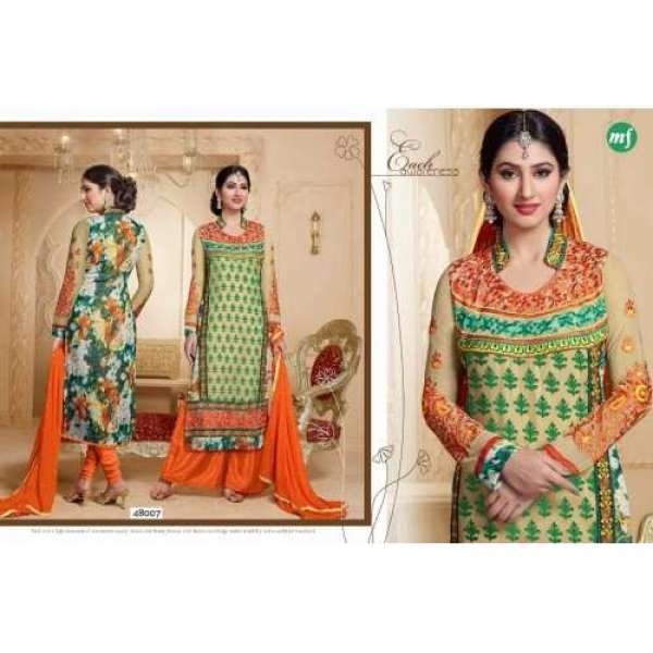 Orange and Green HASEENA 2 PARTY WEAR SHALWAR KAMEEZ 