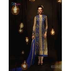 Blue Gold Net Party Dress Indian Salwar Suit 