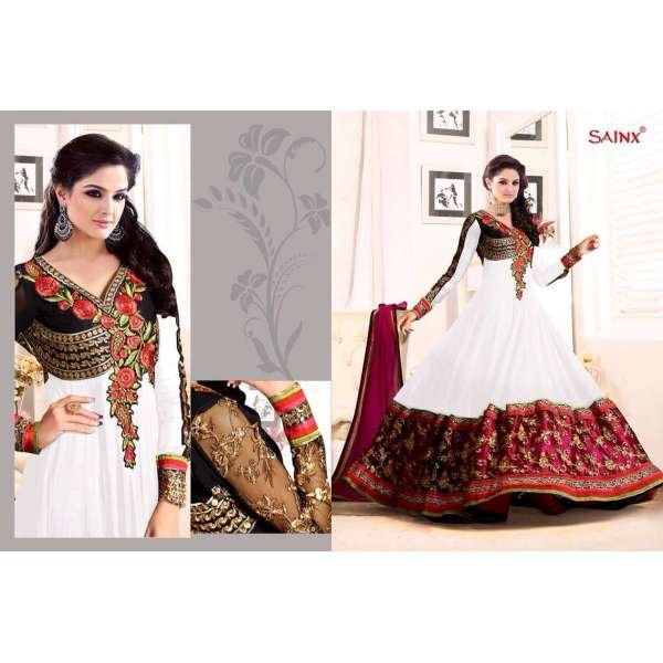 White SATHIYA BY SAINX DESIGNER WEAR ANARKALI
