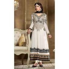 White and Black SHABANA BY SAINX DESIGNER WEAR ANARKALI