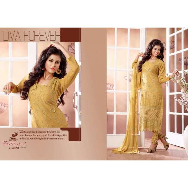 Yellow ZEENAT 2 CASUAL WEAR CHIFFON SALWAR SUIT