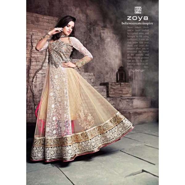 Gold Anarkali Suit Bridal Long Indain Gown