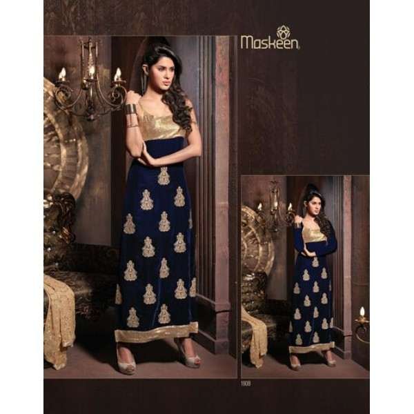 Blue Indian Designer Suit Long Kameez Party Dress