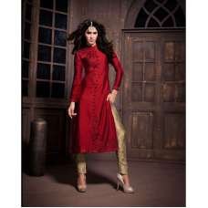 ZA14003 Red and Gold Maskeen Anaya senora Embroidered Designer Dress ZA14003 Red and Gold Maskeen Anaya senora Embroidered Designer Dress