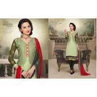 Green and Red NITA PARTY WEAR LONG STRAIGHT SALWAR KAMEEZ