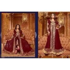 Dark Red SAARA 3 WEDDING WEAR HEAVY EMBROIDERED LEHENGA Dark Red SAARA 3 WEDDING WEAR HEAVY EMBROIDERED LEHENGA