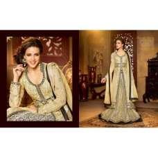 Golden SHENOA WEDDING WEAR HEAVY EMBROIDERED DESIGNER DRESS