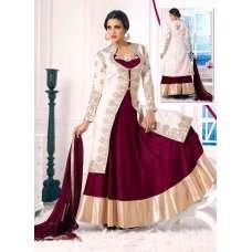 White and voilet WEDDING WEAR GEORGETTE & NET LONG ANARKALI SUIT White and voilet WEDDING WEAR GEORGETTE & NET LONG ANARKALI SUIT