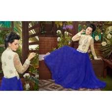 Cream and Blue SAYNA ADA WEDDING WEAR HEAVY EMBROIDERED GOWN