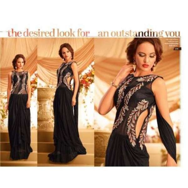 Black GOWNS 2 WEDDING WEAR HEAVY EMBROIDERED GOWN