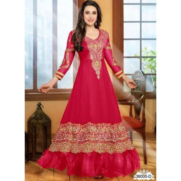 Nonpareil Floor Touch Georgette Anarkali Karishma Kapoor Pink