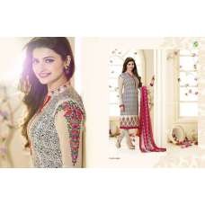 SLK2858 - Rose with White and Black Patterns Kaseesh Silkina Royal Crepe 3 Salwar Kameez Suit