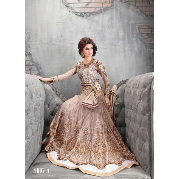 Zoya Beige Wedding Wear Anarkali Dress Suit Colour Plus 9007-A