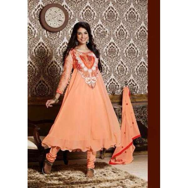 Stunning Orange Anarkali Designer Dress