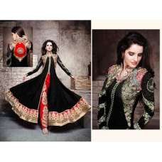 Black Evening Cocktail Dress Indian Front Slit Anarkali Suit Black Evening Cocktail Dress Indian Front Slit Anarkali Suit