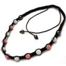 Pink White Crystal Necklace 