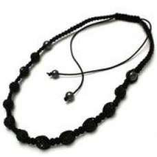 BLACK THREADED CRYSTAL BALLS NECKLACE