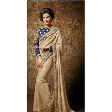Blue and Golden KHAWAB WEDDING WEAR SAREE 