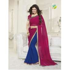 Z16173 Pink and Blue Ayesha Takia "Sheesha Star Walk" Chiffon Georgette Party Wear Saree