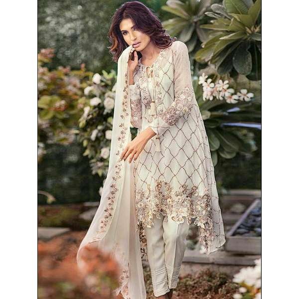 Z DECENT WHITE COLOUR PAKISTANI STYLE SALWAR KAMEEZ SUIT
