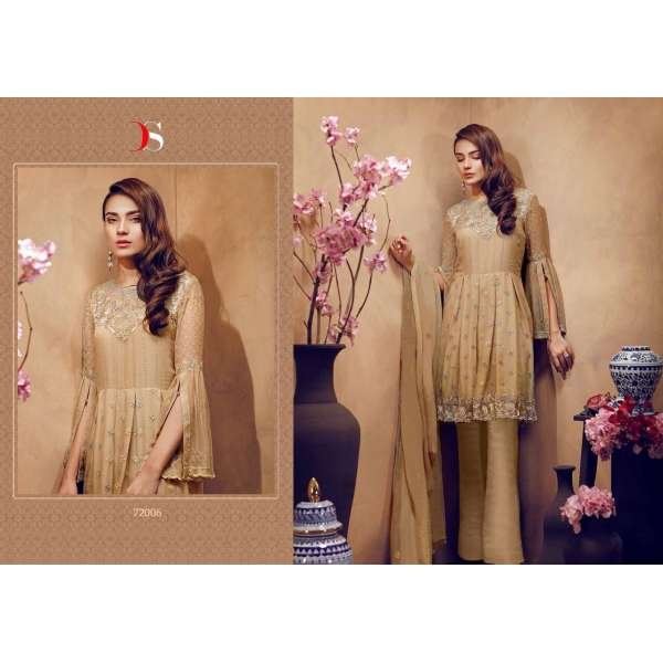 ZDS72006 BEIGE DEEPSY CHINON PAKISTANI STYLE SALWAR SUIT 