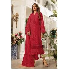 Samba Red Embroidered Organza Pakistani Style Suit