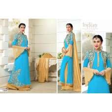 Sea Blue & Gold Indian Palazzo Suit Ethnic Wedding Dress